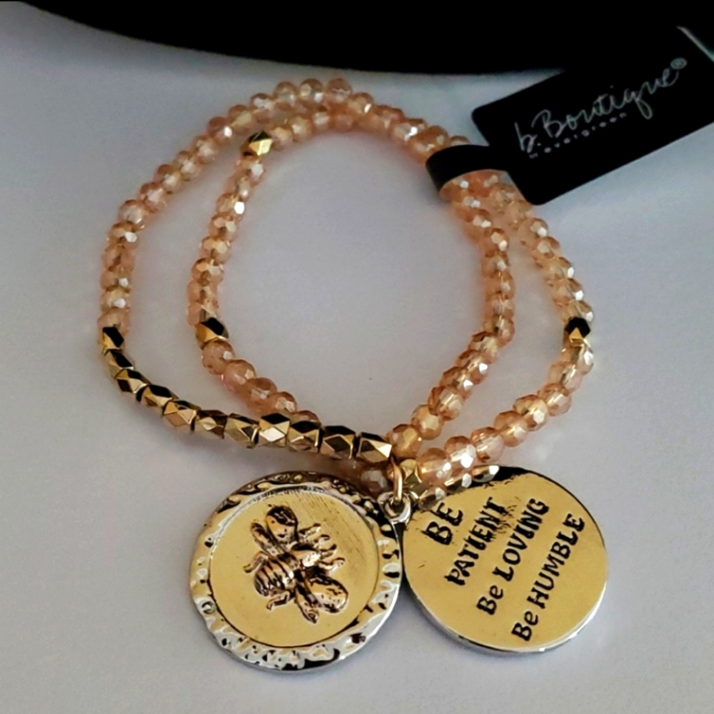 Bubble Bee Charm Beaded Bracelet